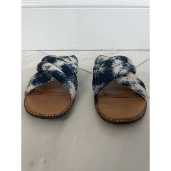 Madewell The Skyler Blue Tie Dye Leather Casual Flat Sandals Women Sz 8M US/39EU - Picture 2 of 7